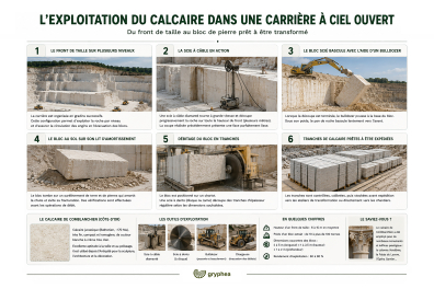 Exploitation du calcaire dans une carrière à ciel ouvert